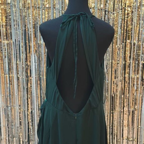 NWT vow'd bridesmaid dress open back chiffon dark green size 16 prom/homecoming - Picture 4 of 5